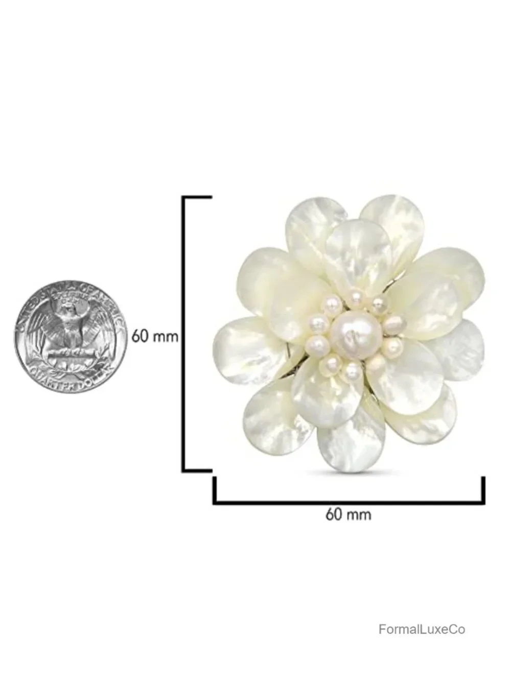 Handmade Lotus Brooch with Mother of Pearl & Freshwater Pearls